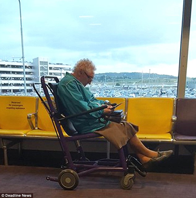 Wheelchair bound pensioner left at gate