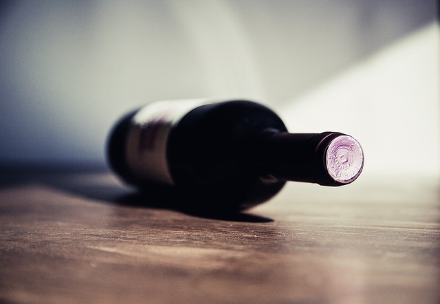 Bottle of wine on its side