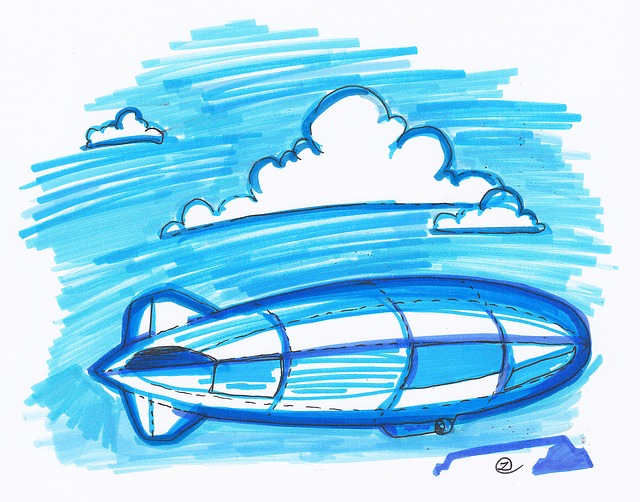 Cartoon drawing of an airship