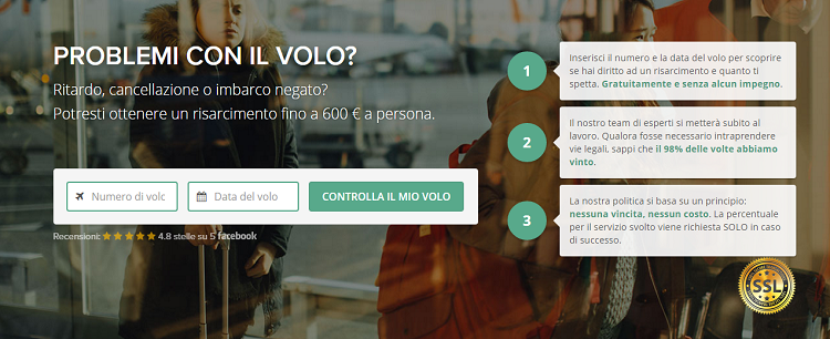 Immagine dell'homepage del sito web Volo In Ritardo.it