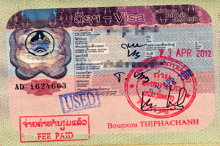 passport with Laos visa