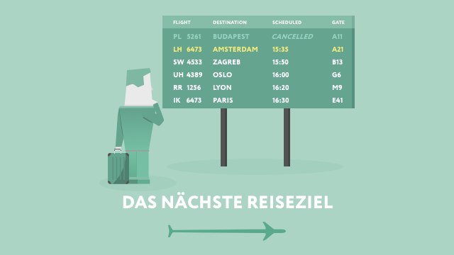 Eine Grafik von Flug-verspaetet, die anzeigt, wie man sein nächstes Reiseziel aussuchen kann