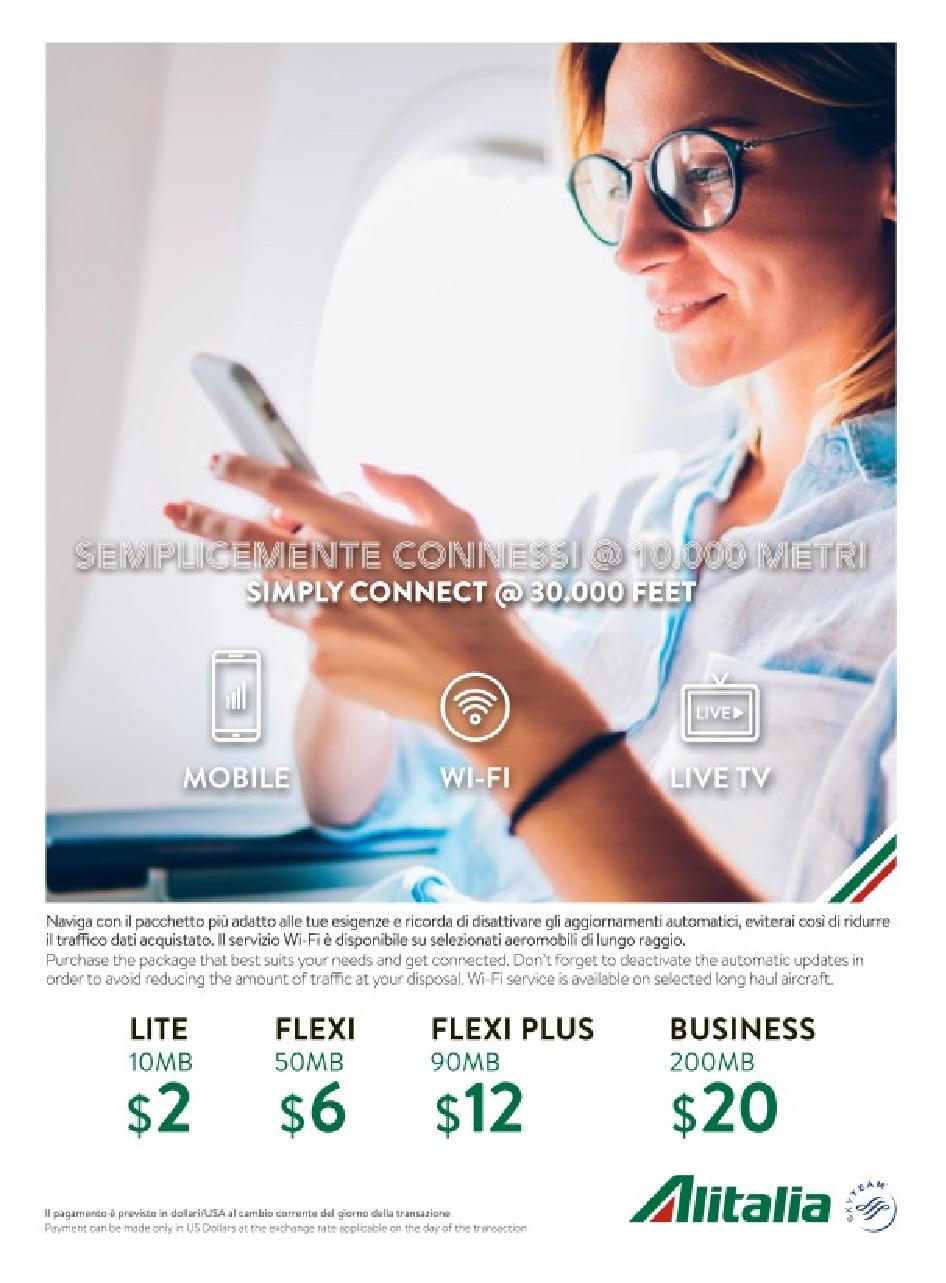 tariffe wifi a bordo Alitalia