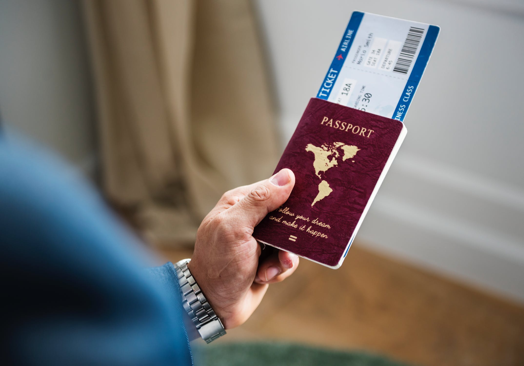 Boarding pass, instapkaart, paspoort, ticket
